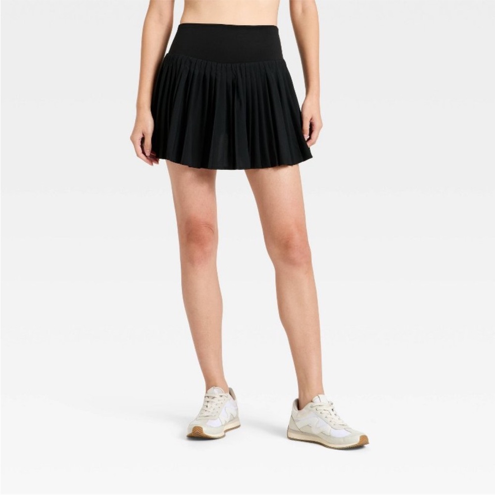 Women's High-Rise Woven Pleated Skort 15.75" - All In Motion Black Small NWT